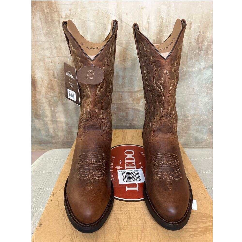 Laredo Birchwood 68452 Men's Western Cowboy Boot Tan Distressed Leather Sz 9.5 D - Picture 3 of 15